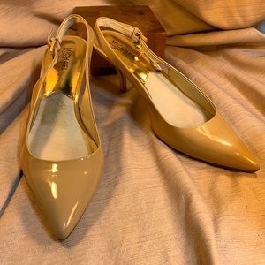 Michael Kors leather sling back kitty heel GUC
